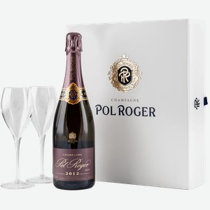 Игристое вино и шампанское Pol Roger Rose Vintage Champagne AOC (gift box with 2 glasses) 12.5% 0.75 л.