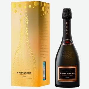 Вино игристое белое брют «Балаклава» ШАРДОНЕ в подарочной упаковке 0.75 л