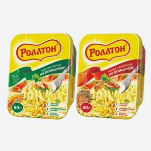 Лапша яичная б/п Роллтон говядина, кура 90 г