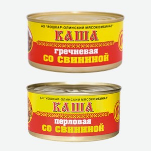 Каша перловая, гречневая со свининой №8 325гр Йошкара-Олинский м/к