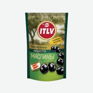 Маслины ITLV Чёрные с косточкой 170г д/пак