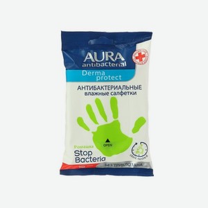 Салфетки AURA Антибактериальные влажные 15шт