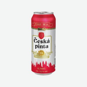 Пиво ЧЕСКА ПИНТА светлое лагер 5,2% 568мл ж/б
