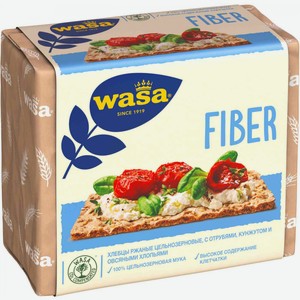 Хлебцы ржаные цельнозерновые Wasa Fiber с пшеничными отрубями, кунжутом и овсяными хлопьями, 230 г