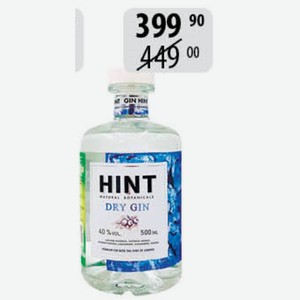 Джин Хинт Драй 40% 0,5л