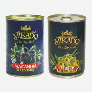 Маслины черные, Оливки зеленые б/к Микадо 300 мл