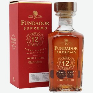 Бренди Fundador Supremo 12 Pedro Ximenez Sherry Casks (gift box) 40% 0.7 л.