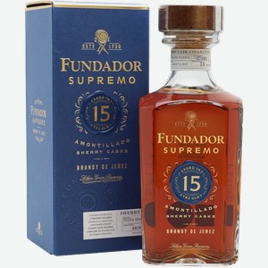 Бренди Fundador Supremo 15 Amontillado Sherry Casks (gift box) 40% 0.7 л.