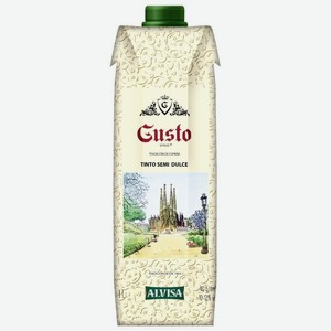 Вино красное Gusto полусладкое, 12%, 1 л