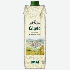 Вино белое Gusto полусладкое, 12%, 1 л