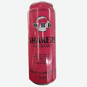 Напиток слабоалкогольный Shakers текила сомбреро лед, 7.2%, 0.45л