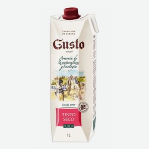 Вино Gusto Vino столовое красное сухое 11%, 1 л