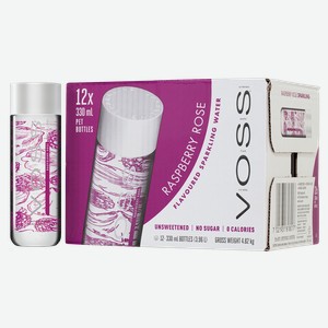 Минеральная вода Вода газированная VOSS со вкусом малины и розы 0.33 л.