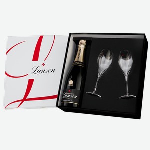 Шампанское Lanson Black Label Brut c 2-мя бокалами 0.75 л.