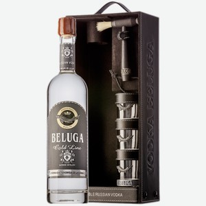 Водка Beluga Gold Line 0,75 л в подарочной упаковке + 3 рюмки