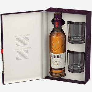 Виски Glenfiddich 15 лет 0,7 л в подарочной упаковке + 2 стакана