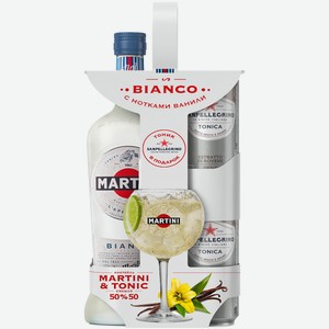 Набор Вермут Martini Bianco 1 л + 2 банки Sanpellegrino tonica