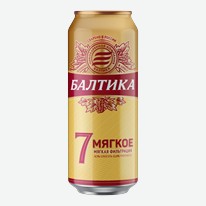 Пиво  Балтика мягкое №7  свет. пастер. ж/б 4,7% 0,45л