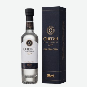 Водка Онегин в подарочной упаковке, 0.05 л.