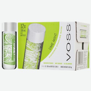 Минеральная вода Вода газированная VOSS со вкусом лайма и мяты 0.33 л.