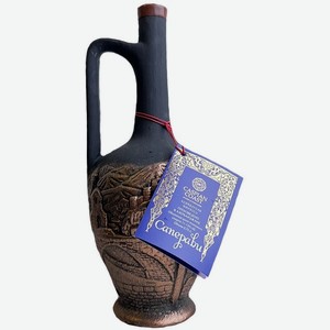 Вино  Солнечный Баку  Саперави, в керамическом кувшине, 750 мл, Красное, Сухое