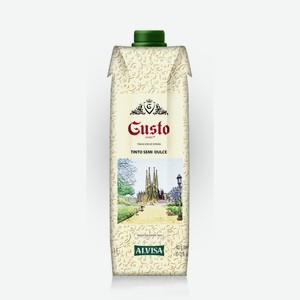 Вино красное полусладкое «Gusto Vino», 1 л, 10 %, Россия