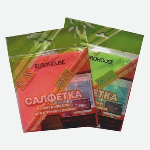 Салфетка из микрофибры для оптики и стекол EuroHouse 30 см х 30 см 1 шт