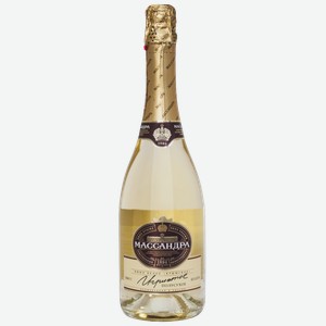 Шампанское «Вино игр.  Крымское  ТМ Массандра  бел. п/сух. 0,75л», 0.75 л, 12.5 %
