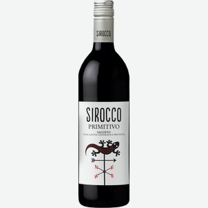 Вино красное полусухое «Sirocco Primitivo IGP Саленто», 0.75 л, 13.5 %, Италия