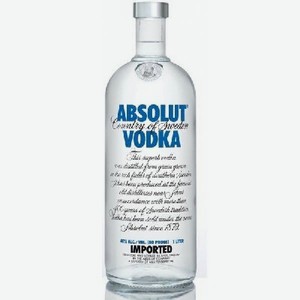 Водка «Absolut», 1 л, 40 %, Швеция