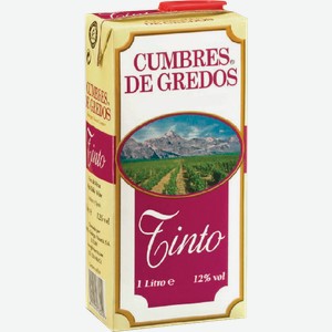 Вино красное сухое «Cumbres de Gredos Tinto», 1 л, 12 %, Испания