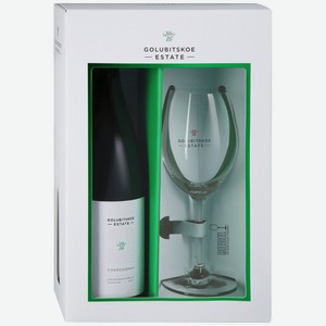 Вино белое сухое «Golubitskoe Estate Chardonnay+бокал Riedel», 0.75 л, 14 %, Россия