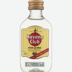 Ром «Havana Club Anejo 3 Anos 50мл», 0.05 л, 40 %, Куба