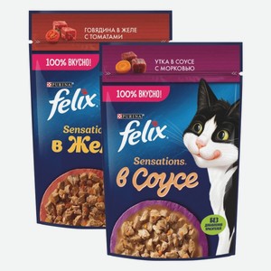 Влажный корм Felix Sensations для взрослых кошек в ассортименте 75 г