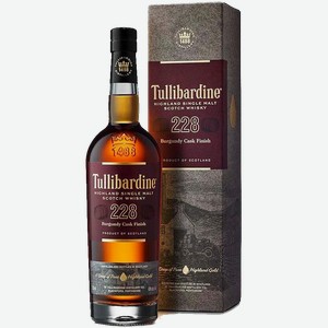 Виски Tullibardine 228 Burgundy Cask Finish Highland Single Malt Scotch Whisky (gift box) 43% 0.7 л.