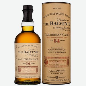 Виски Balvenie Caribbean Cask 14YO Malt Scotch Whisky в подарочной упаковке, William Grant & Sons Ltd., 0.7 л.