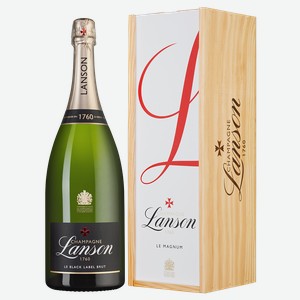 Шампанское Le Black Label Brut в подарочной упаковке, Lanson, 1.5 л., 1.5 л.