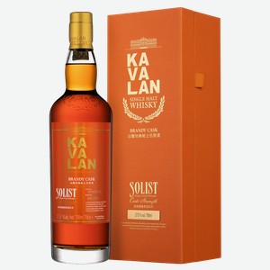 Виски Kavalan Solist Brandy Cask Single Cask Strength в подарочной упаковке 0.7 л.