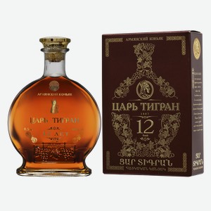 Бренди Царь Тигран 12 лет выдержки в подарочной упаковке, 0.5 л., 0.5 л.