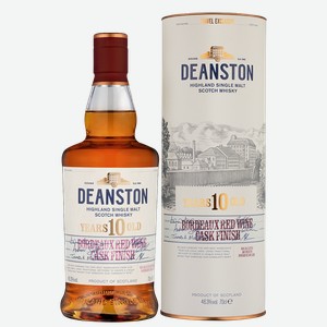 Виски Deanston Aged 10 Years Bordeaux Red Wine Cask в подарочной упаковке 0.7 л.
