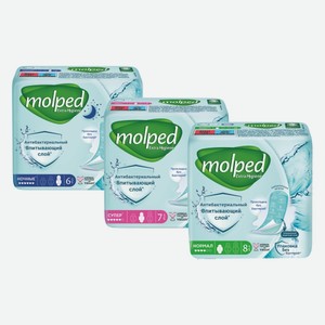 Прокладки гигиенические Molped Антибактериальные normal, ночные, extra long 8 шт/6 шт/ 7 шт