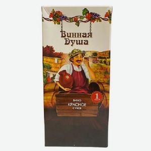 Вино Винная Душа красное сухое 10% 1л