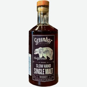 Виски Greenbar Slow Hand Organic Single Malt Whisky 42% 0.75 л.