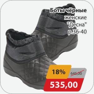 Галоши черные женские Десна
