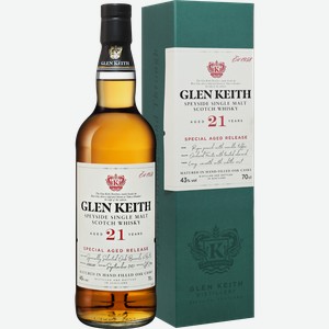 Виски Glen Keith Speyside Single Malt Scotch Whisky 21 y.o. (gift box) 43% 0.7 л.