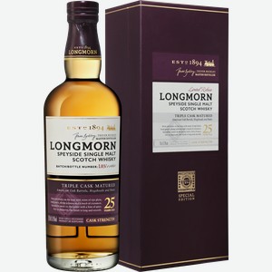 Виски Longmorn Speyside Triple Cask Matured Single Malt Scotch Whisky 25 Y.O. (gift box) 52.8% 0.7 л.