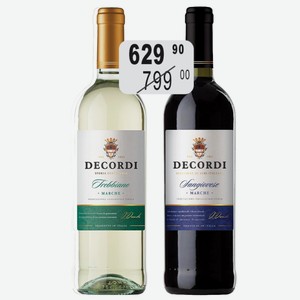 Вино Декорди Треббьяно бел.сух., Санджовезе крас.сух. 0,75л