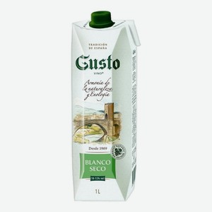 Вино Gusto Vino столовое белое сухое 10-12%, 1 л