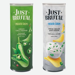 Чипсы Just Brutal зеленый перец чили, сметана и лук туба 100 г
