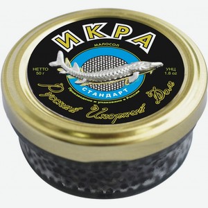 Икра Русский Икорный Дом,  Стандарт  Осетровая Черная Икра, в стеклянной банке,